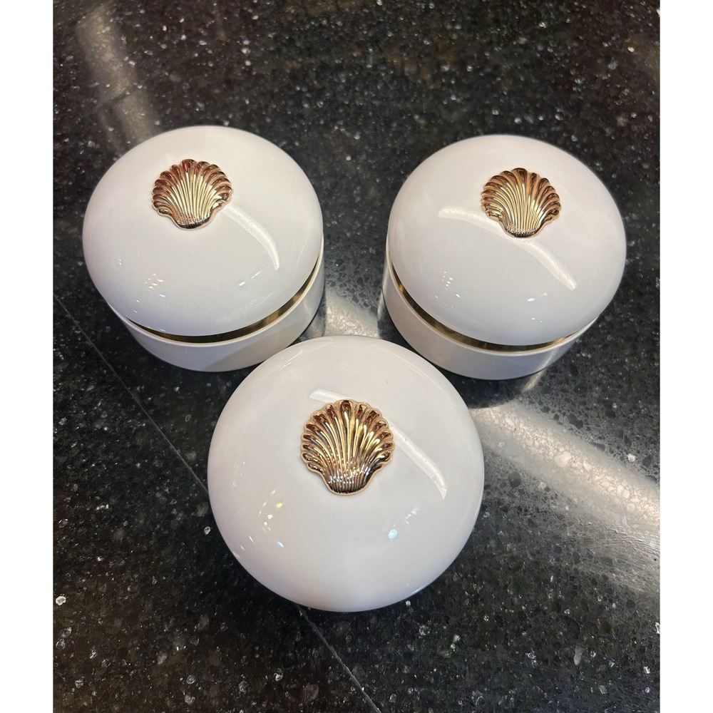 Estee Lauder Vintage WHITE LINEN SHELL BODY POWDER Jar - 3 Used/Empty READ